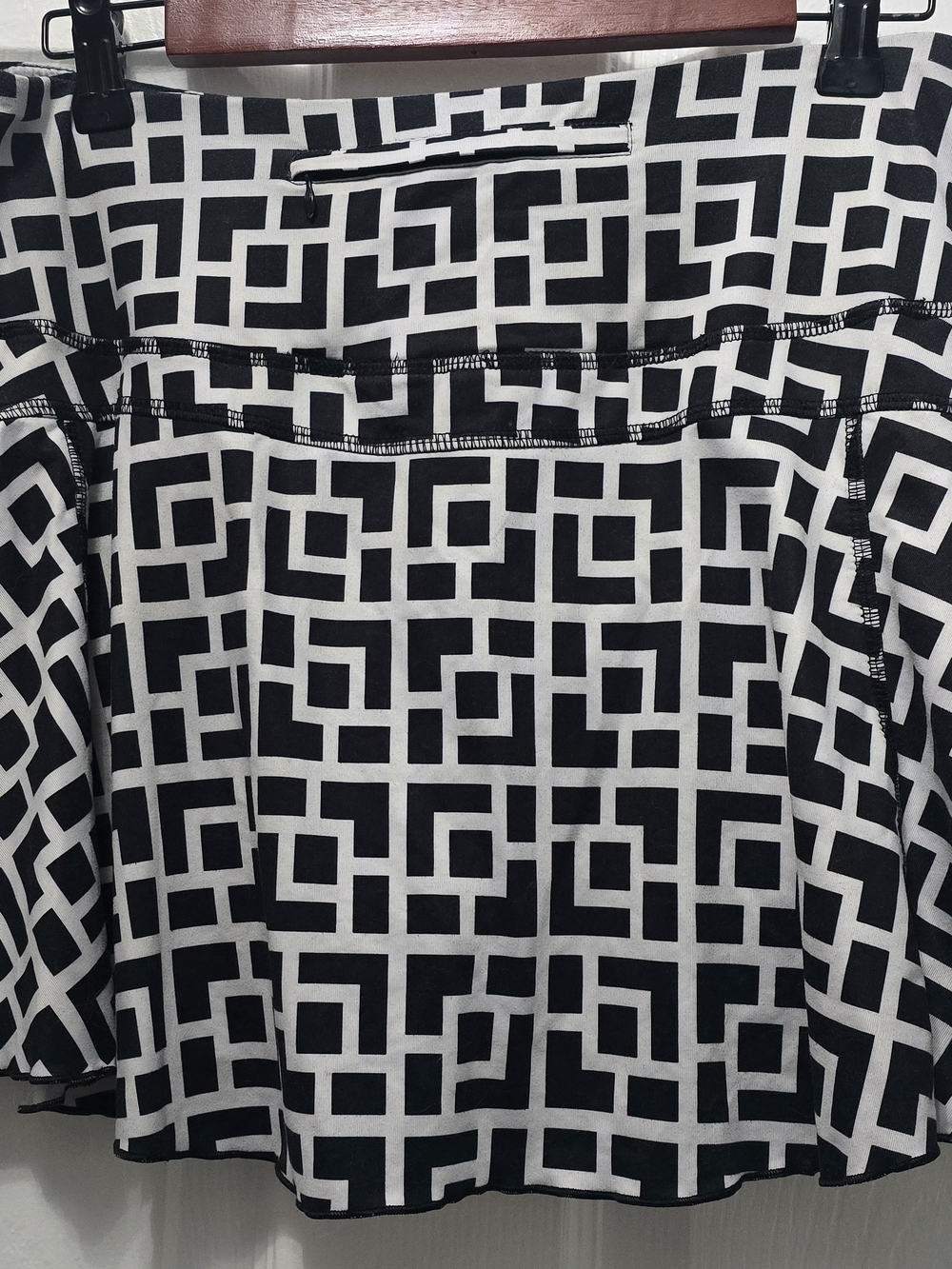Black & White Geometric A-Line Tennis Skirt - Picture 5 of 8